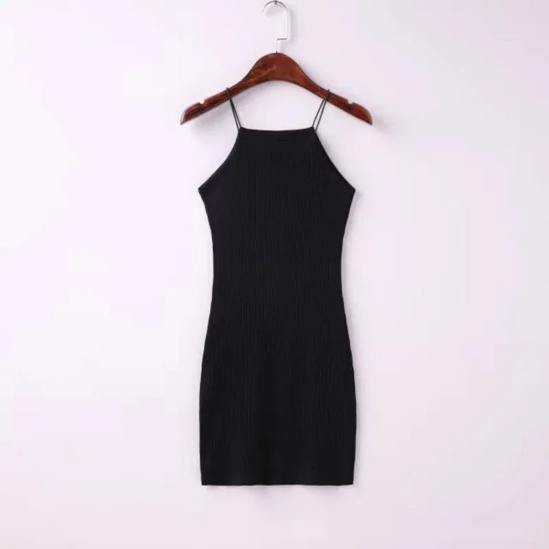 Fashion Style Women Bodycon American App Slim Sleeveless Casual Straps Dresses 5 Color SM6