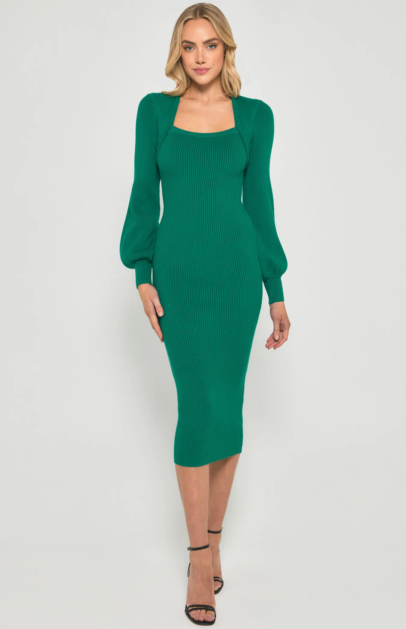 Faux Shrug Knit Midi Dress (SKN630) 