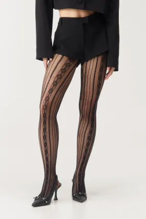 Floral Stripe Patterned Tights