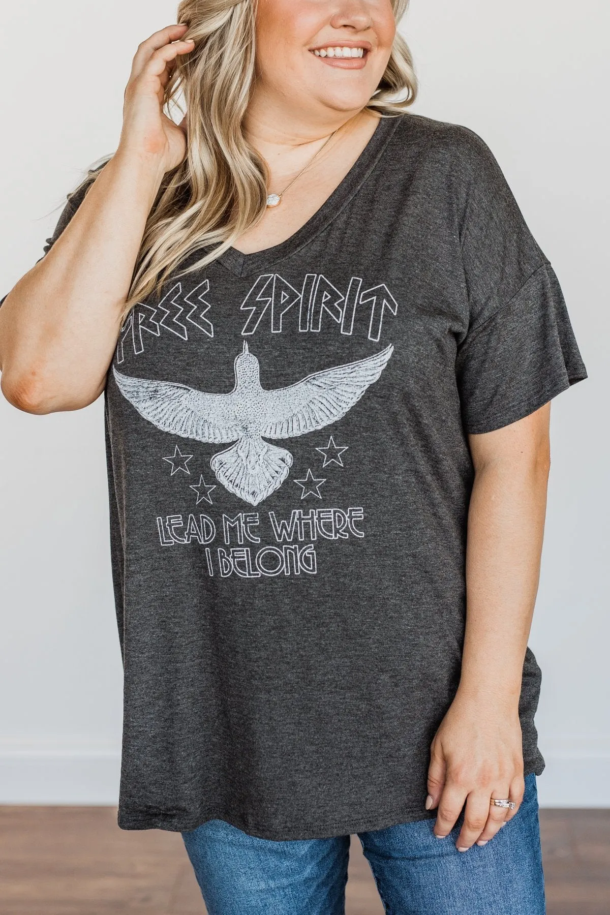 Free Spirit Graphic Tee- Charcoal