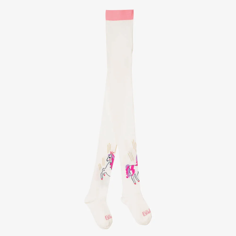 Girls Ivory Unicorn Tights