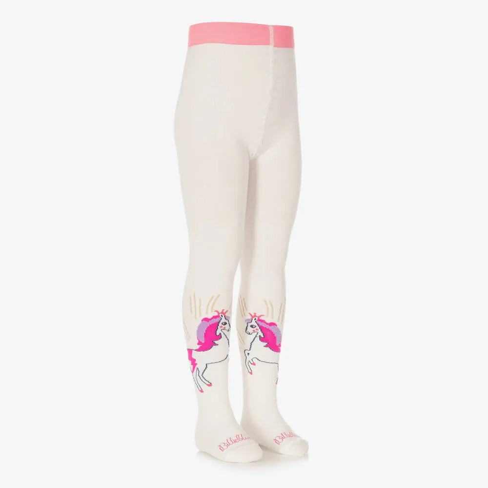 Girls Ivory Unicorn Tights