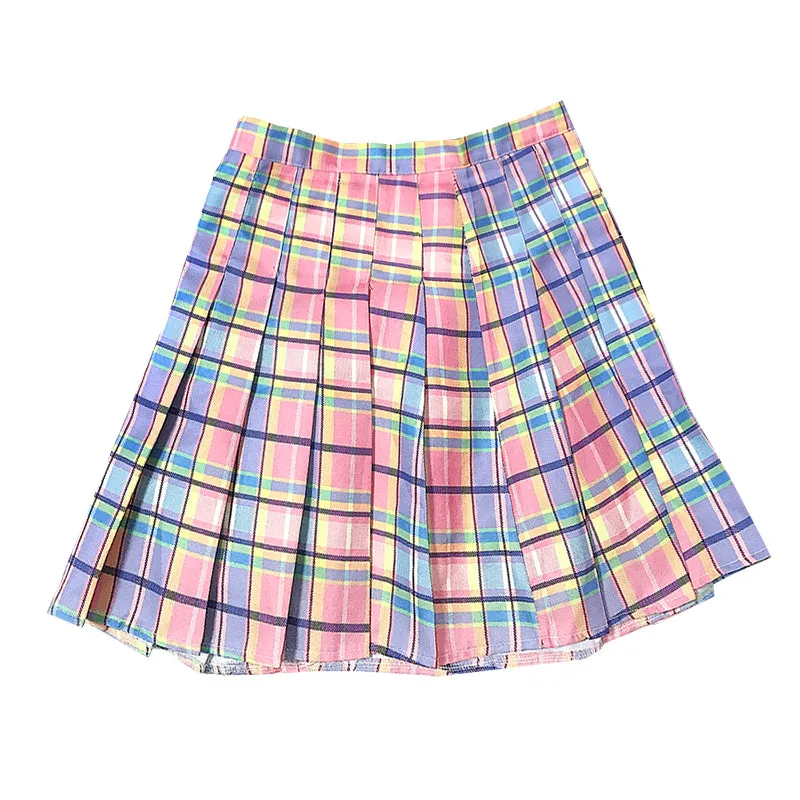 GRADUAL PINK CHECKER JK PLEATED SKIRT+BELT BY61024