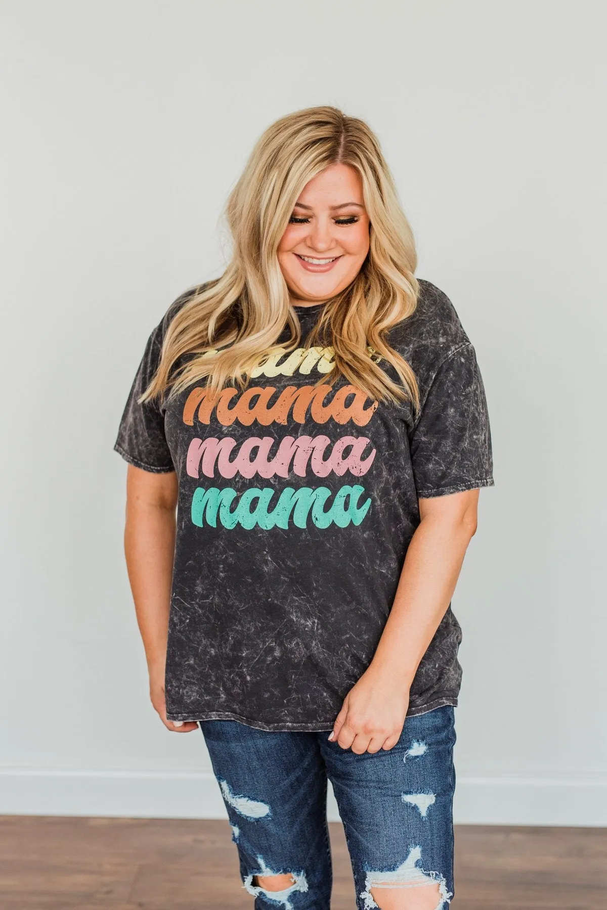 Grateful For You Mama Graphic Tee- Washed Charcoal