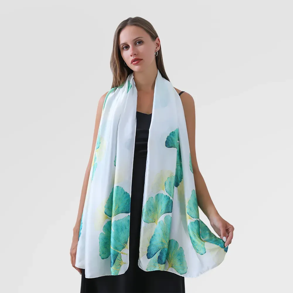 Green & White Lightweight Scarf