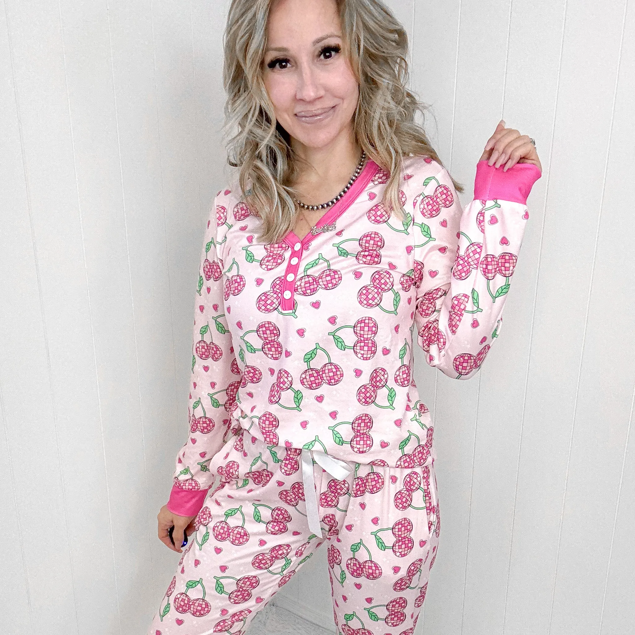 Groove Cherry Disco Long Sleeve Pajama Set