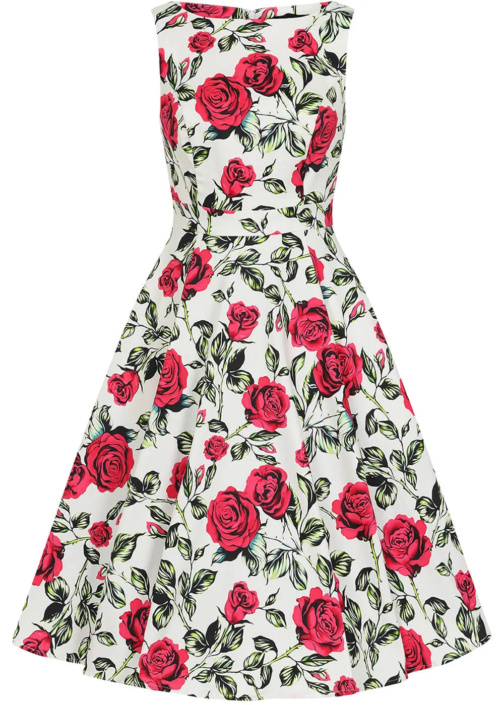 Hearts & Roses Hazel Floral 50's Swing Dress Ivory