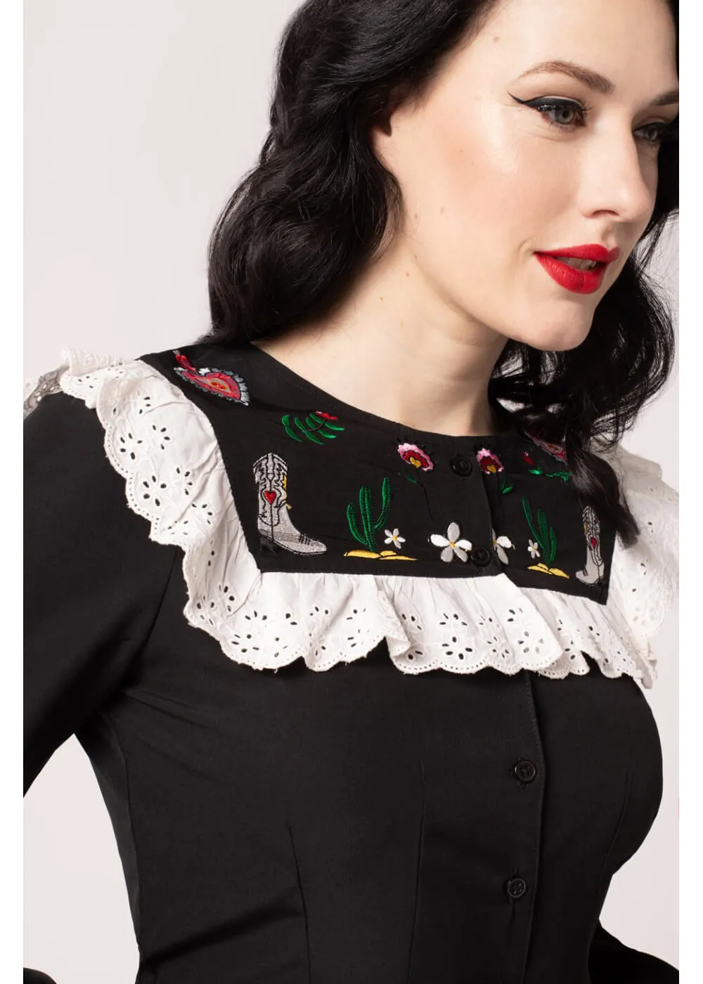 Hell Bunny Tessie Blouse Black