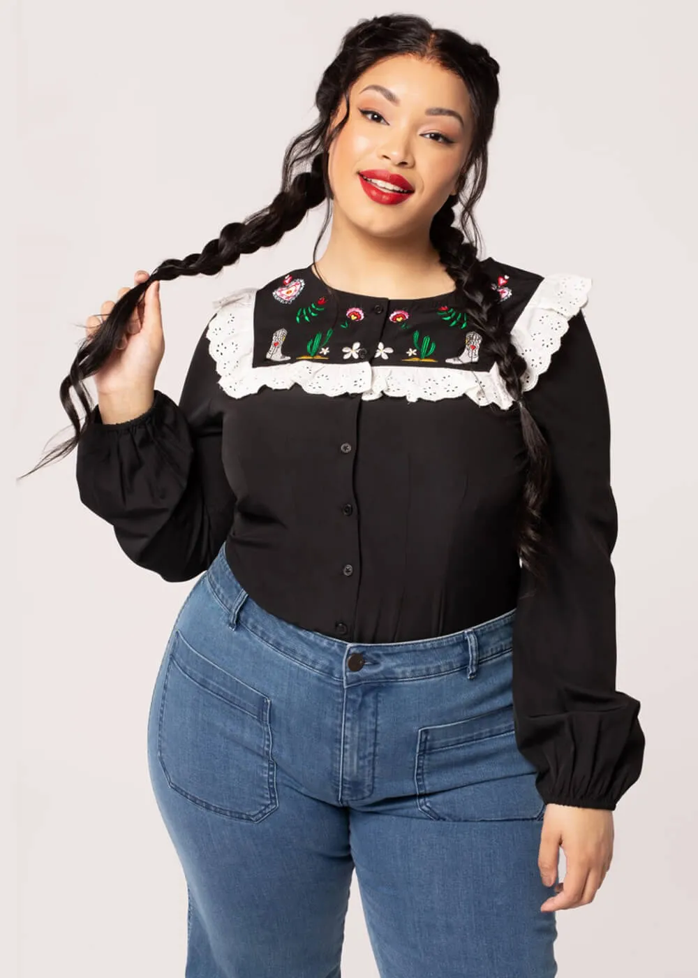 Hell Bunny Tessie Blouse Black