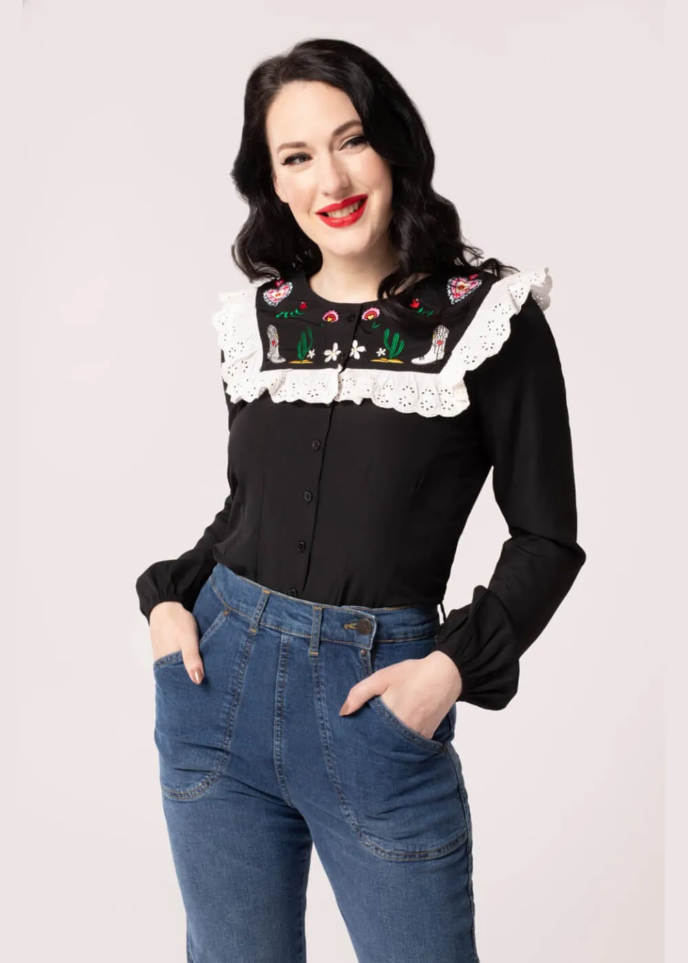 Hell Bunny Tessie Blouse Black