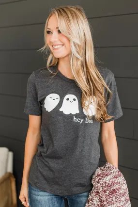 Hey Boo Graphic Tee- Charcoal