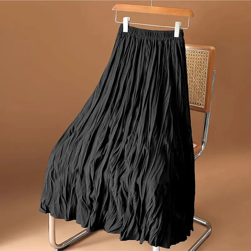 High Waist Pleated Elegant Women's Skirt Korean Fashion