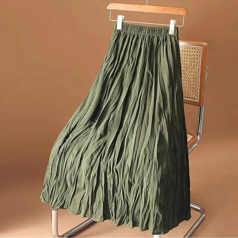 High Waist Pleated Elegant Women's Skirt Korean Fashion