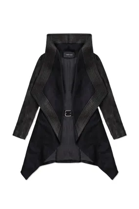 HOODED WOOL COAT IN BLACK