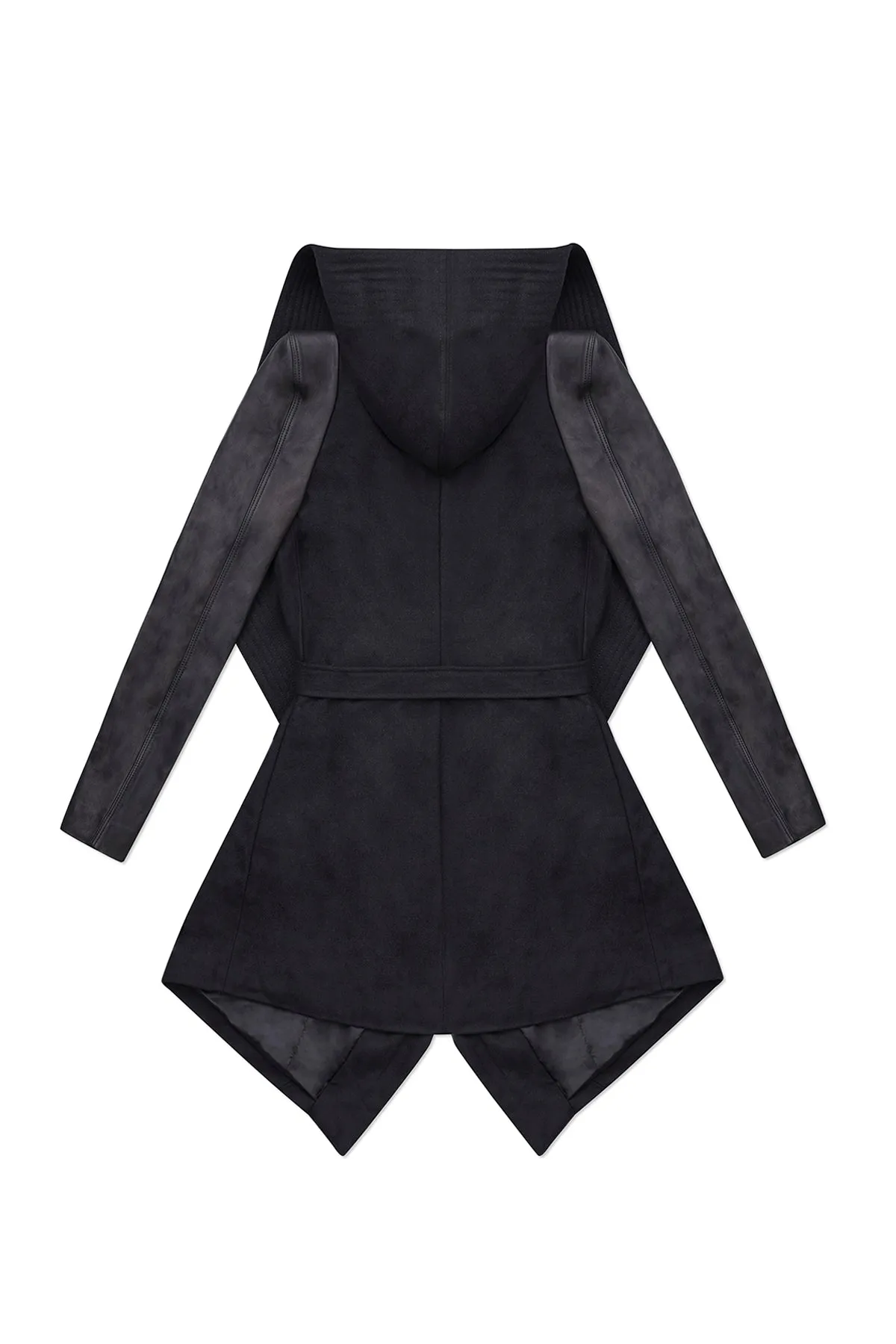 HOODED WOOL COAT IN BLACK