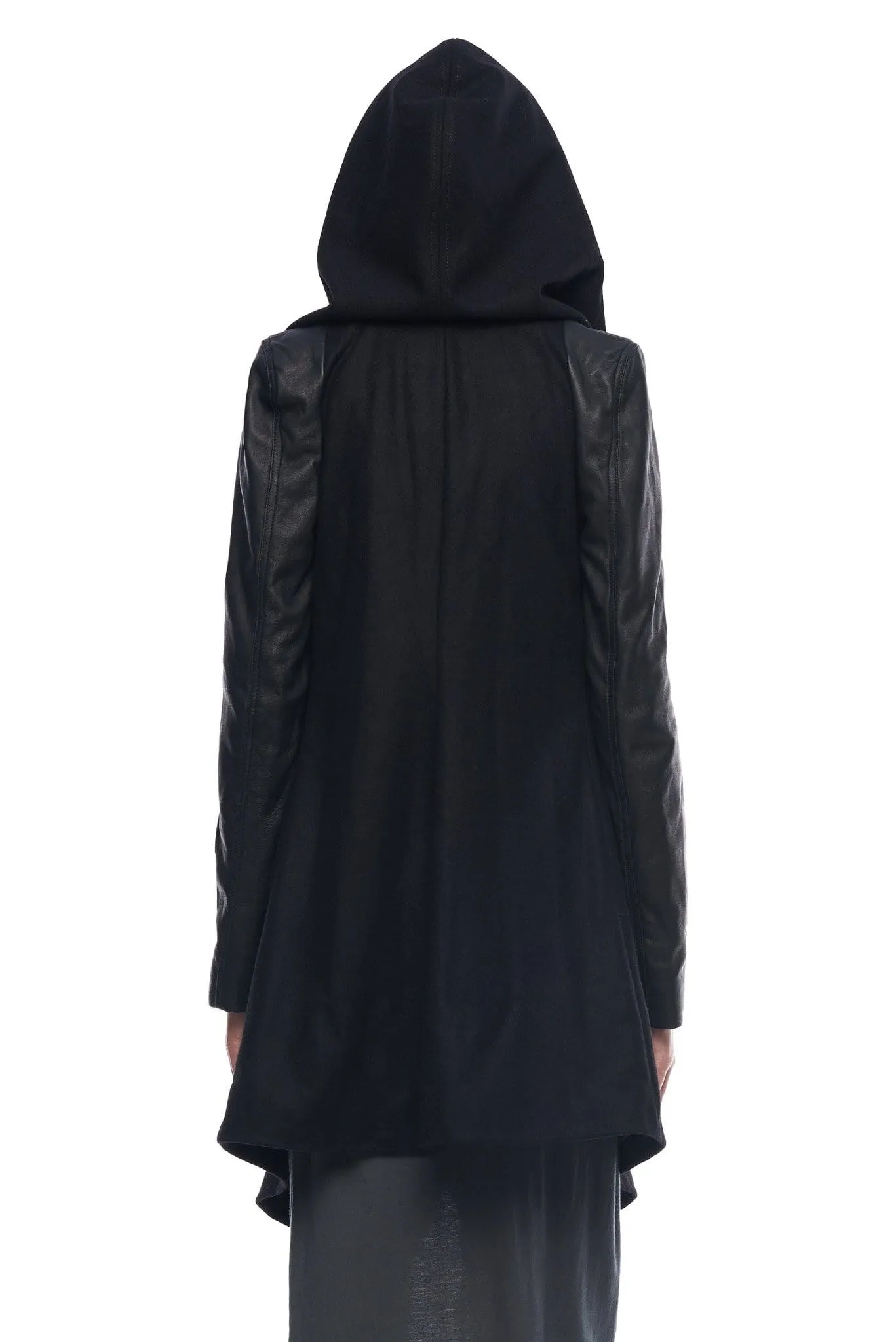 HOODED WOOL COAT IN BLACK