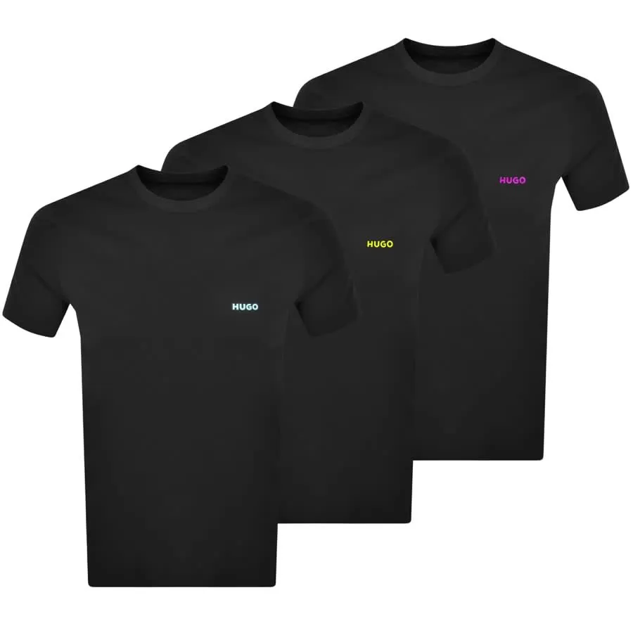 HUGO 3 Pack Crew Neck T Shirts Black