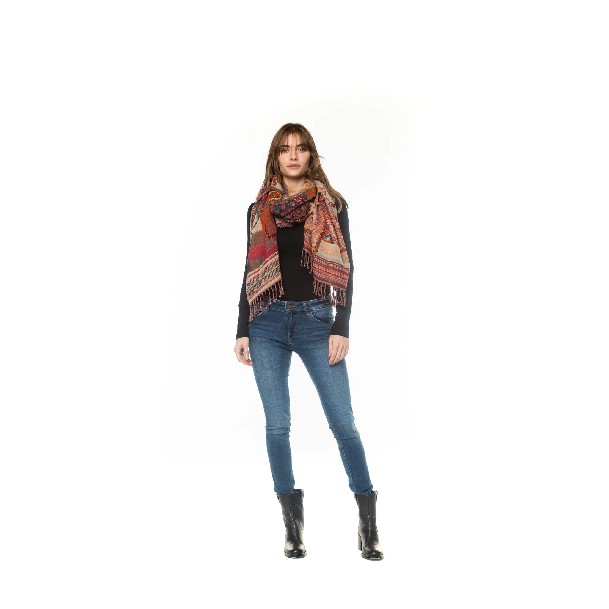 Jacquard Crimson Scarf