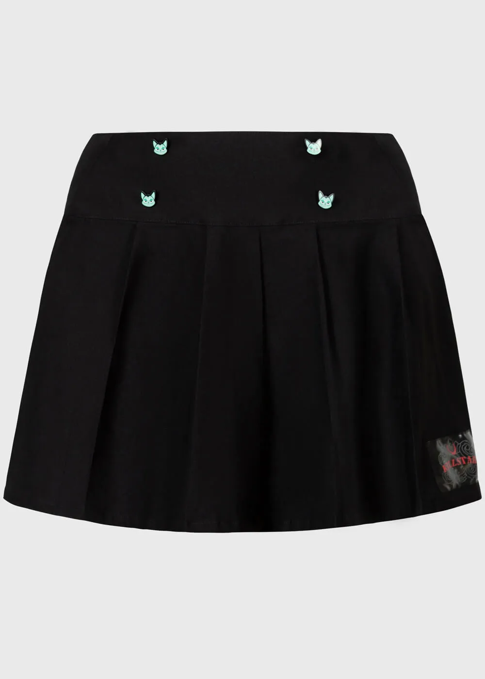 Killstar Little Vampurr Cat Pleated Skirt Black