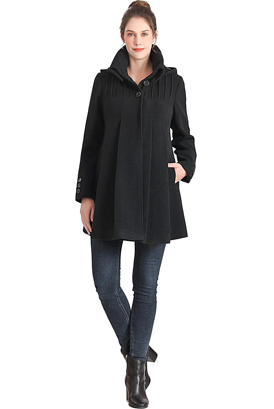 Kimi + Kai Maternity Aela A-Line Hooded Wool Coat