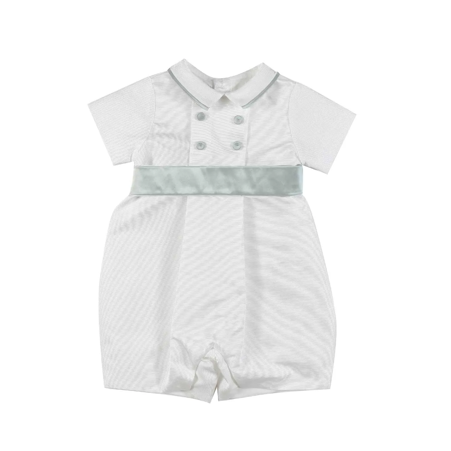 La Stupenderia White And Sage Green Alessandro Romper