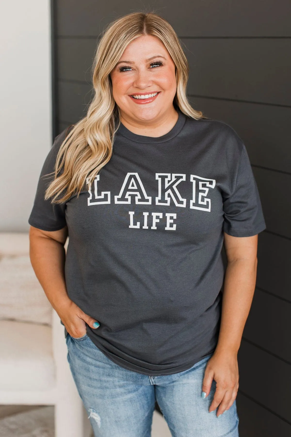 Lake Life Graphic Tee- Charcoal