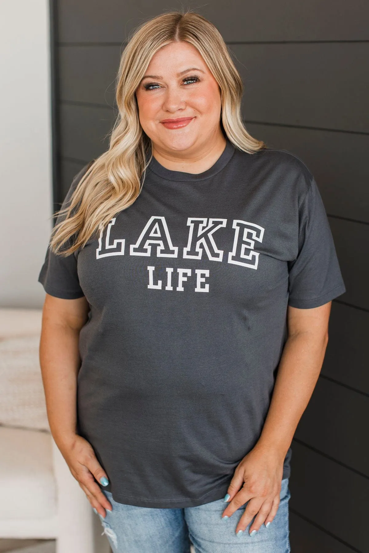 Lake Life Graphic Tee- Charcoal