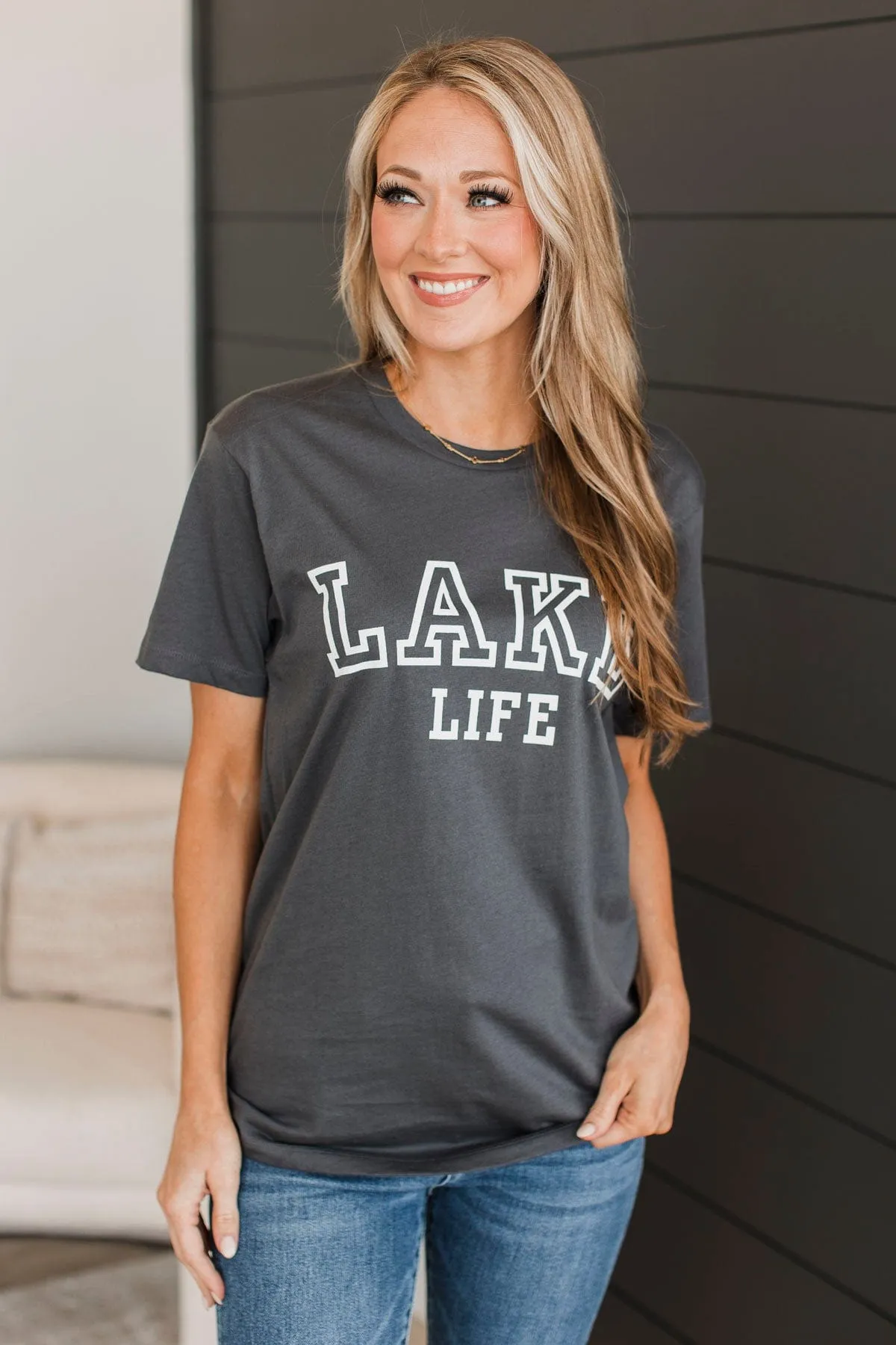 Lake Life Graphic Tee- Charcoal