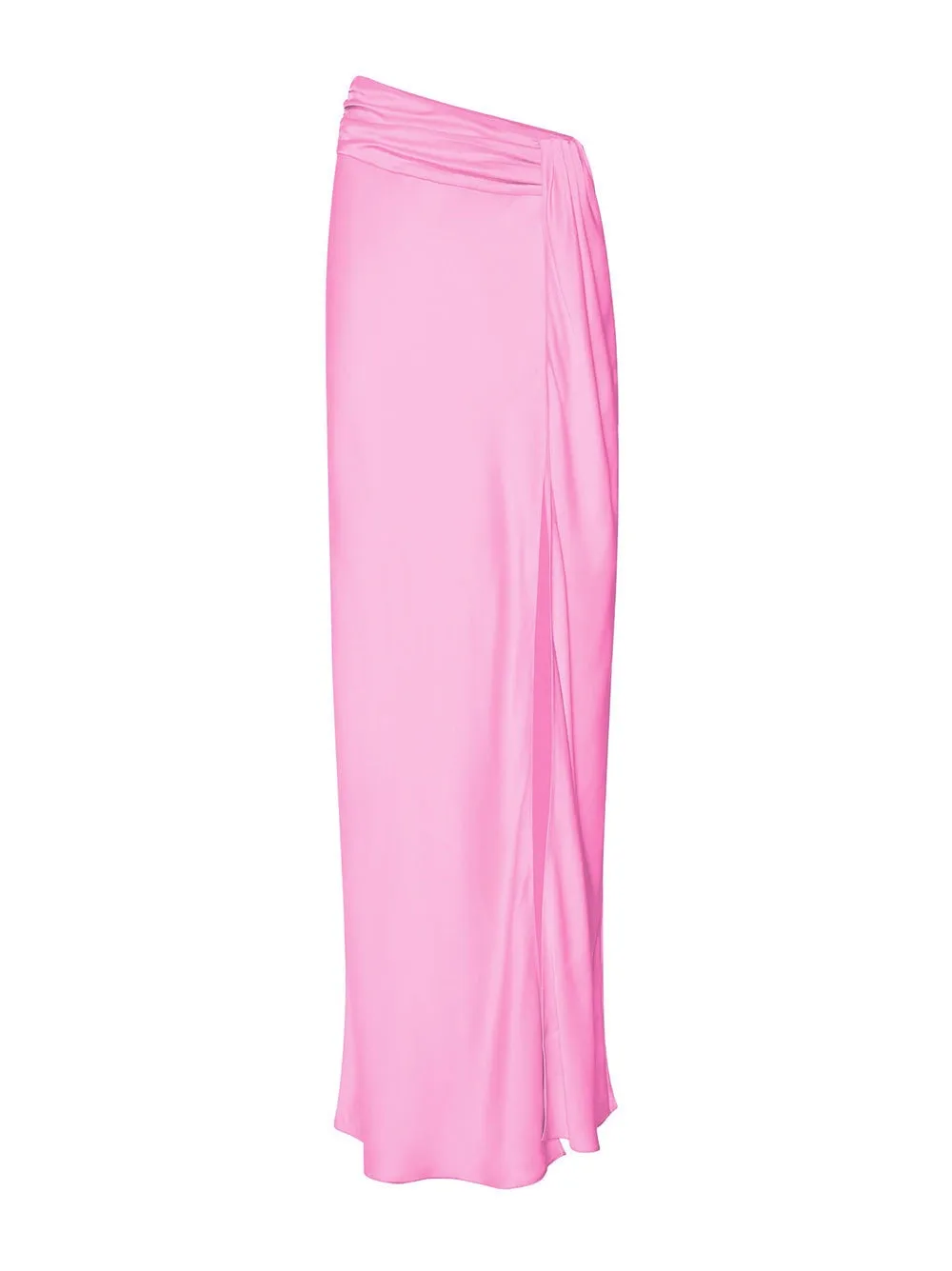 LaPointe Satin Asymmetric Waist Maxi Skirt in Hibiscus