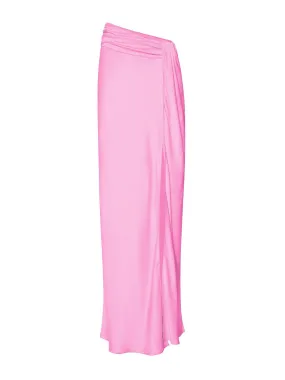 LaPointe Satin Asymmetric Waist Maxi Skirt in Hibiscus