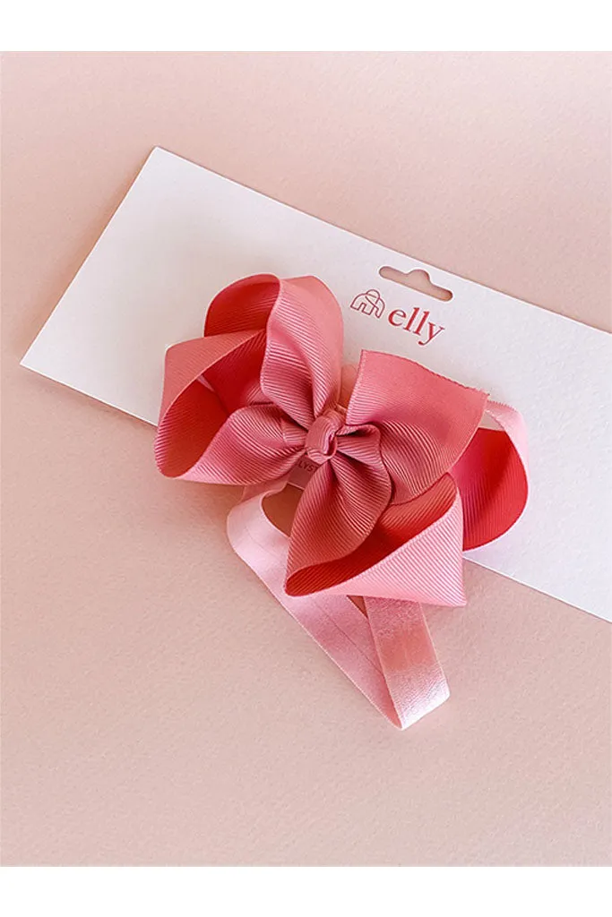 Large Ribbon Elastic Headband - Dusty Pink