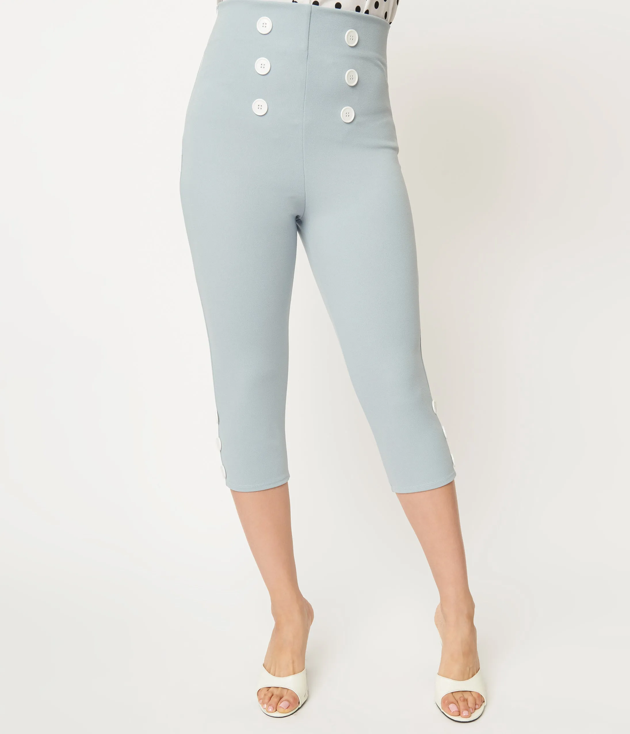 Light Blue High Waist Capri Pants