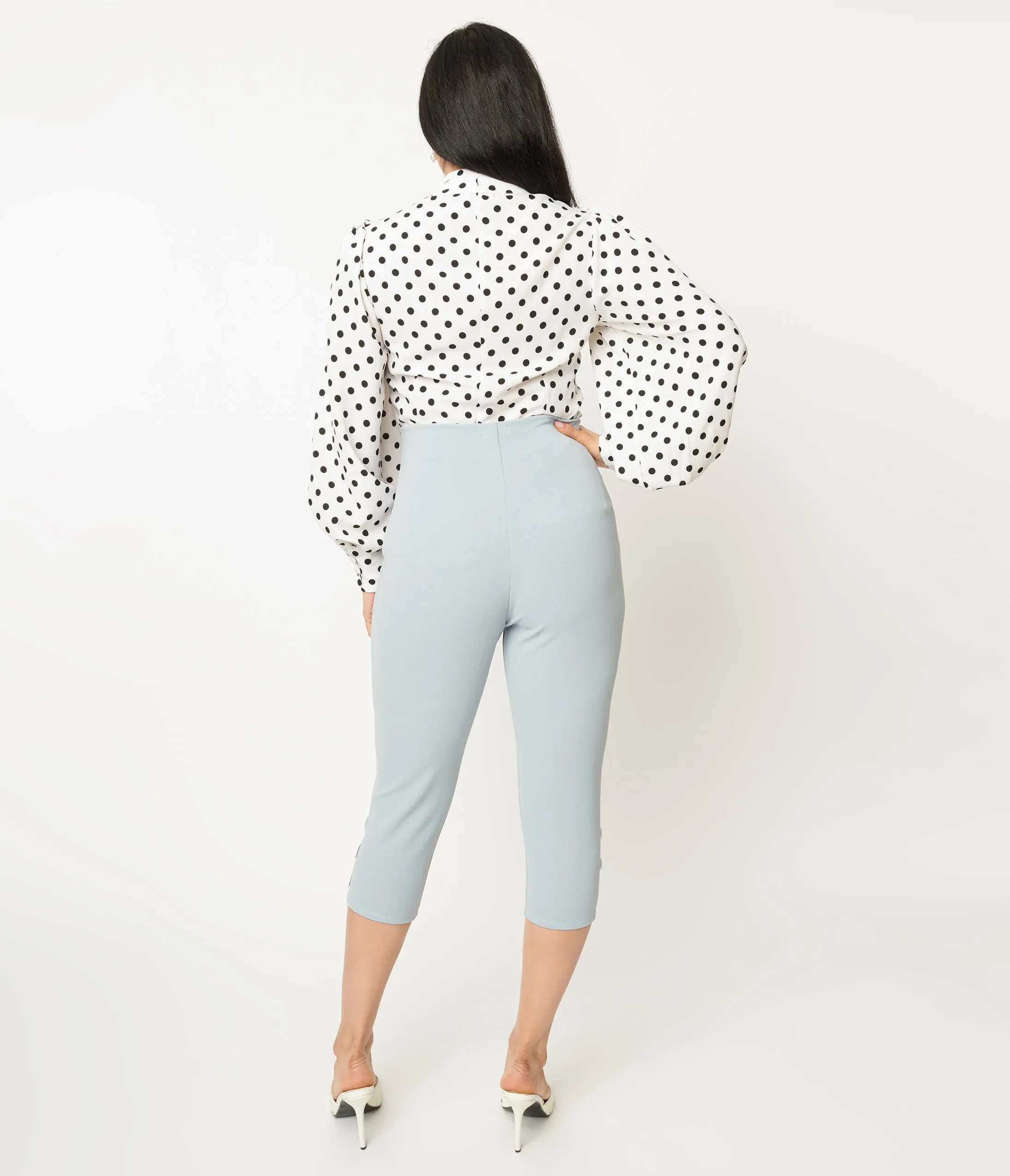 Light Blue High Waist Capri Pants