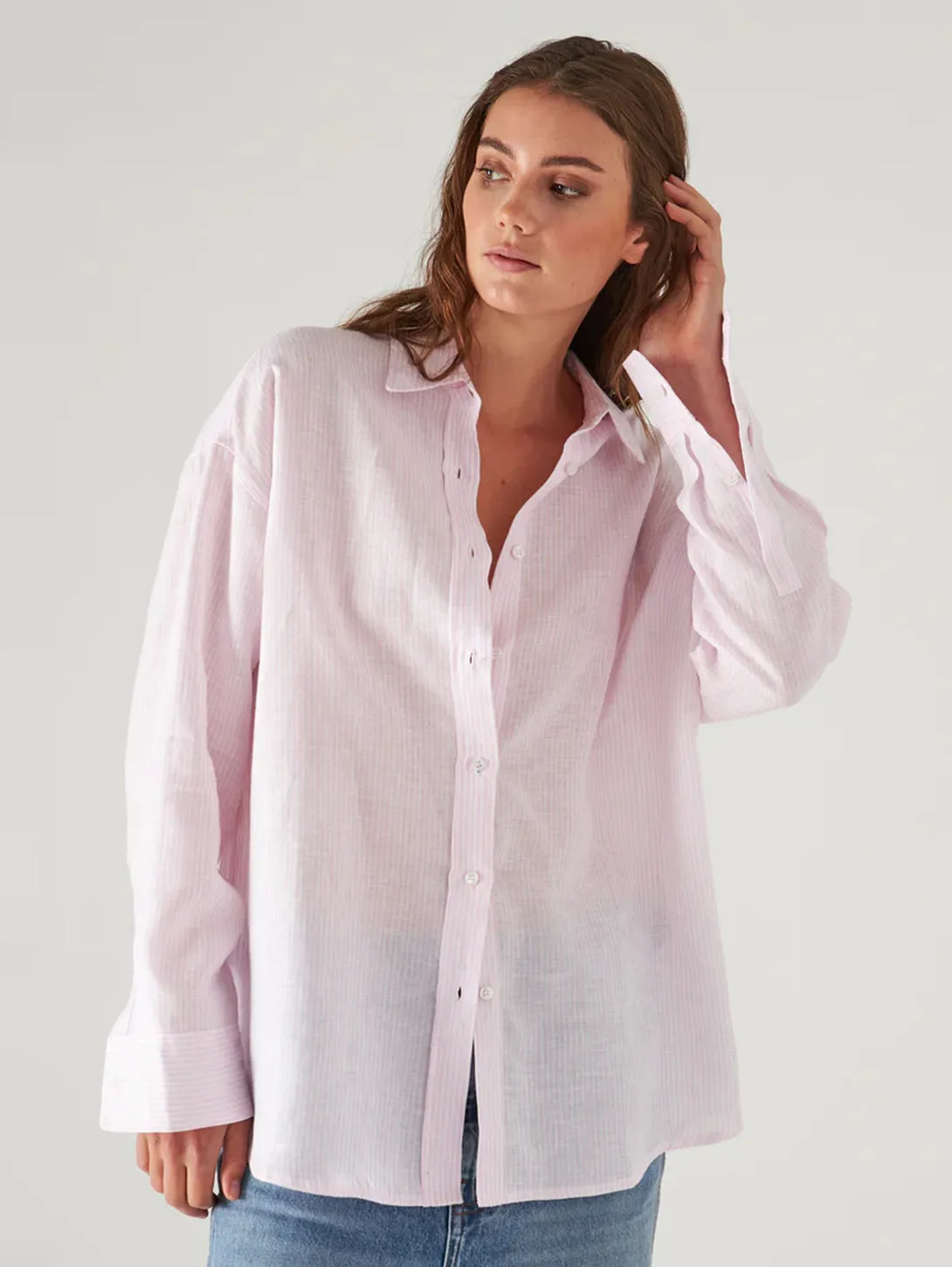 Linen Boyfriend Shirt - Pixie