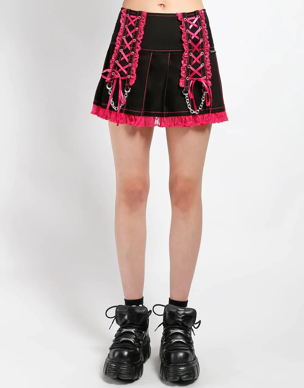 Lolita Pleated Blk/Pink Skirt