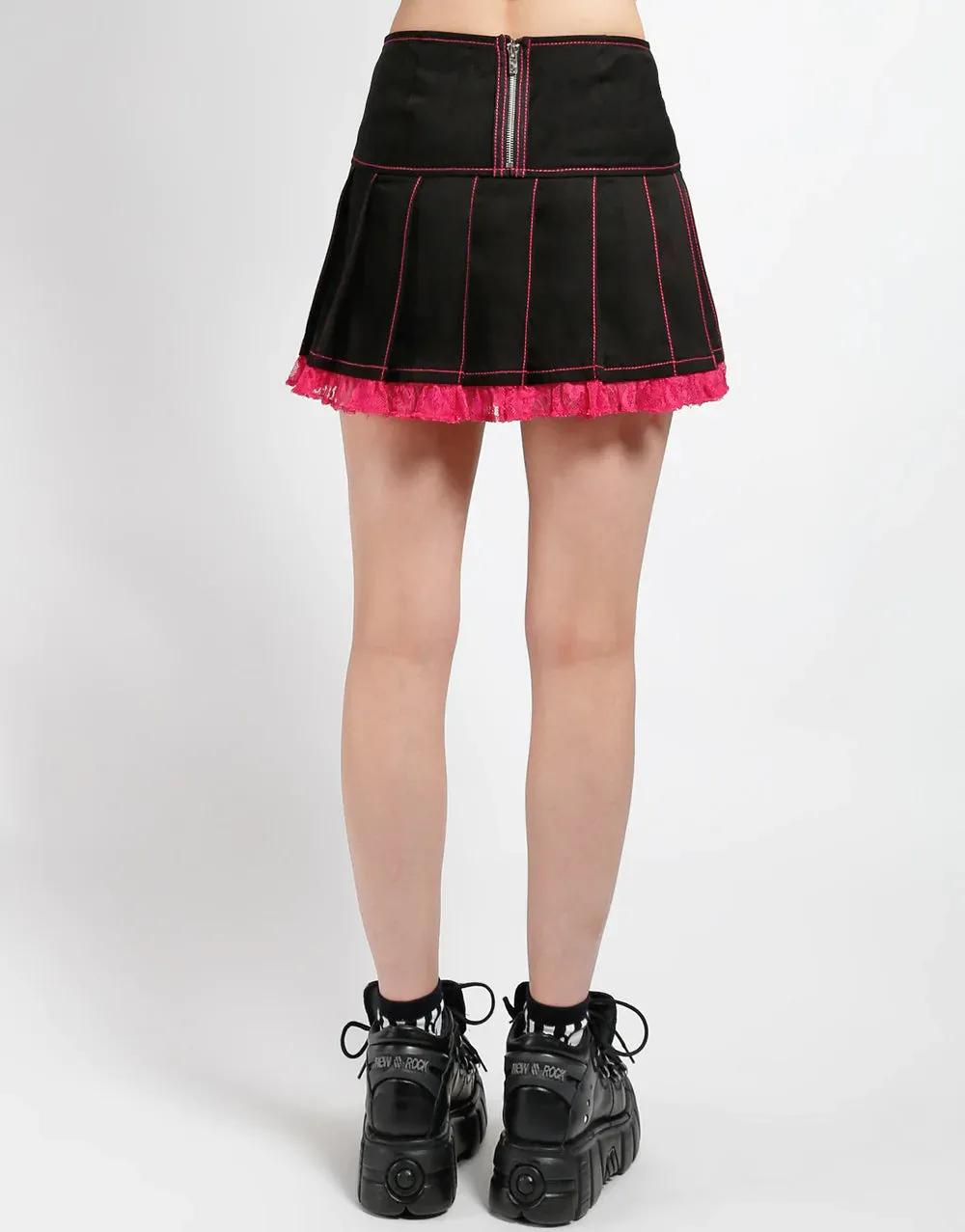 Lolita Pleated Blk/Pink Skirt