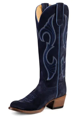 Macie Bean Womens Midnight in Paris Marine Blue Suede Cowboy Boots