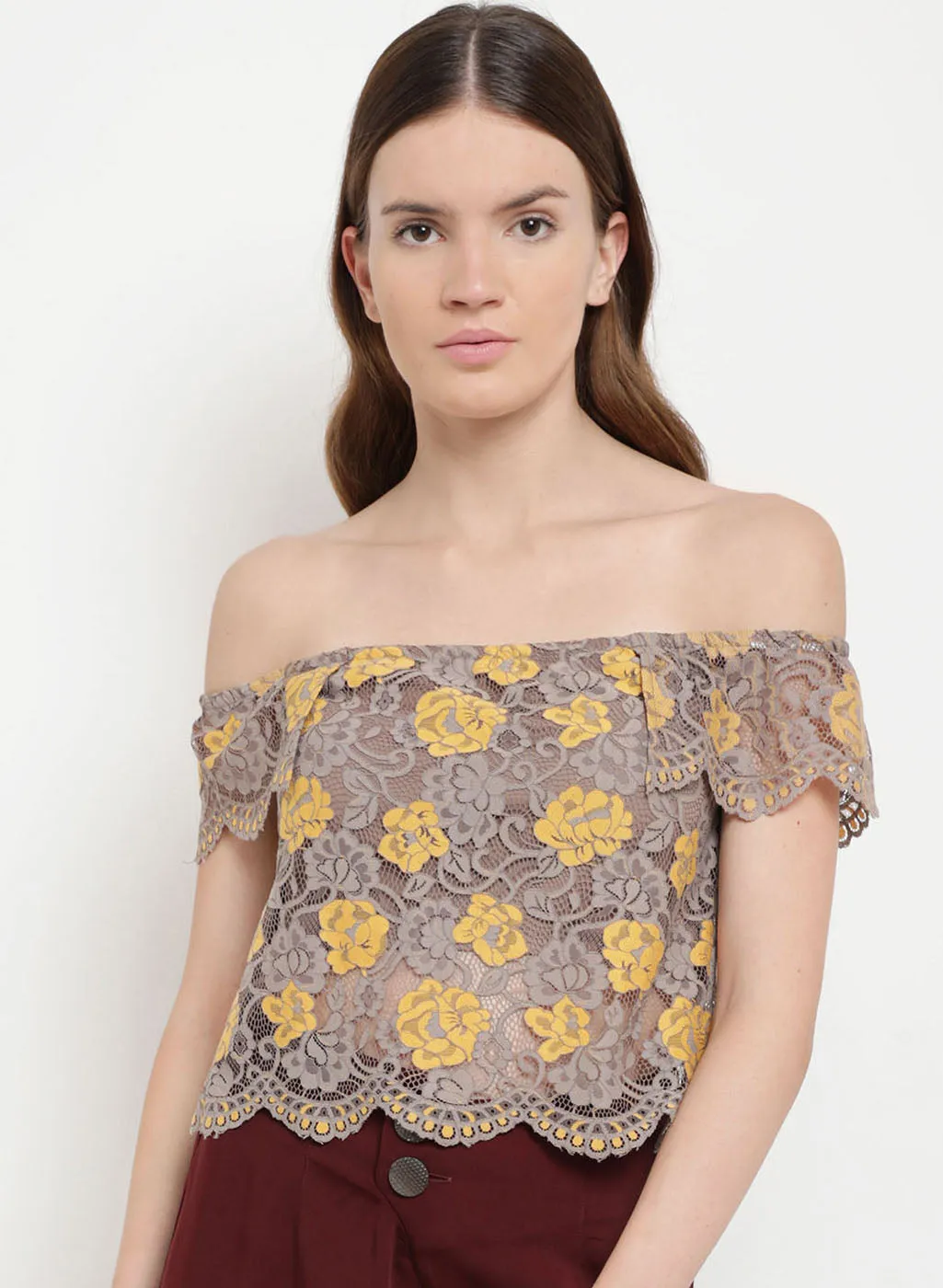 Mellow Musings Off-Shoulder Lace Top