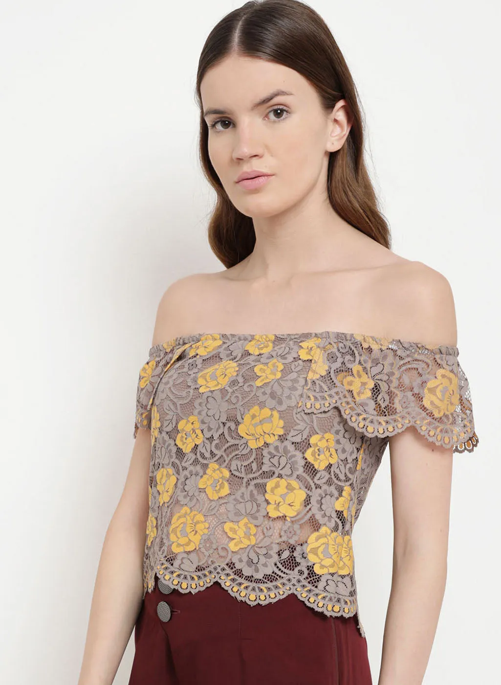 Mellow Musings Off-Shoulder Lace Top