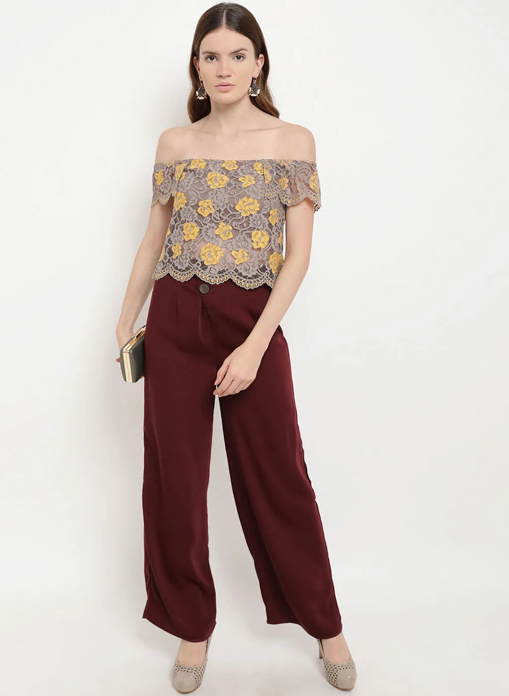 Mellow Musings Off-Shoulder Lace Top