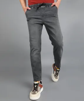 Men's Grey Regular Fit Washed Jogger Jeans Stretchable