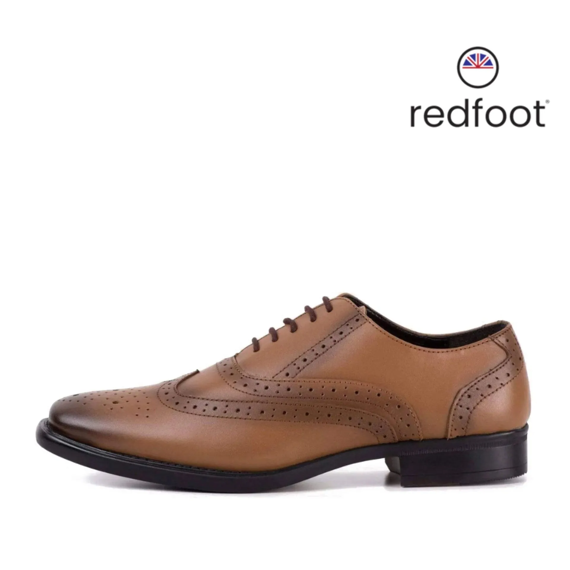 MENS NEVILLE BURNISHED TAN OXFORD BROGUE SHOE