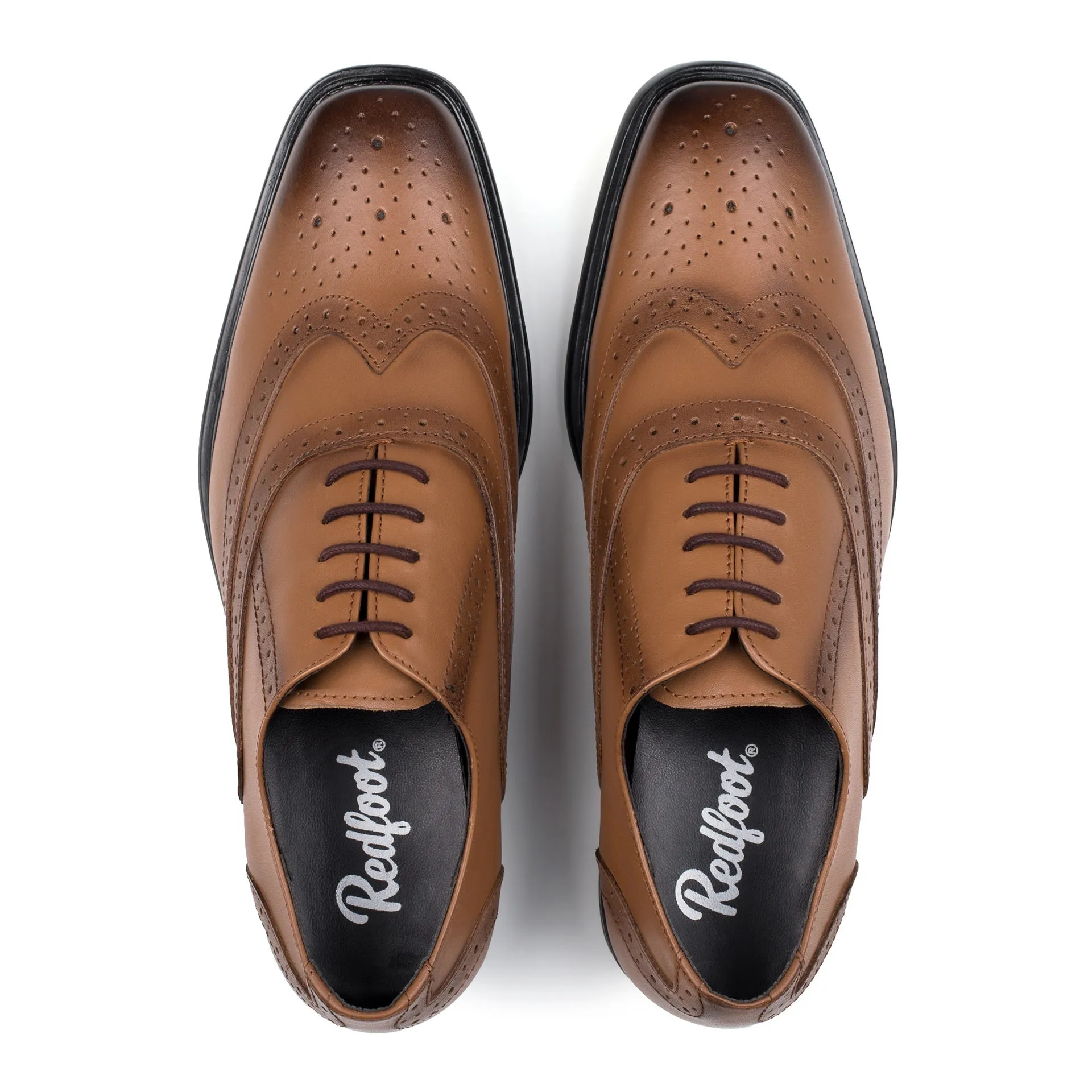 MENS NEVILLE BURNISHED TAN OXFORD BROGUE SHOE