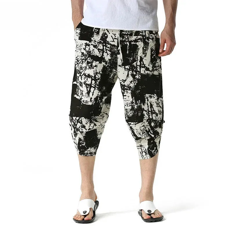 Men's Summer Casual Cotton Printed Pattern Beachwear Loose Fit Shorts