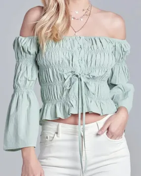 Minty Off Shoulder Top