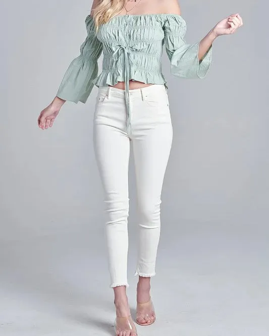 Minty Off Shoulder Top