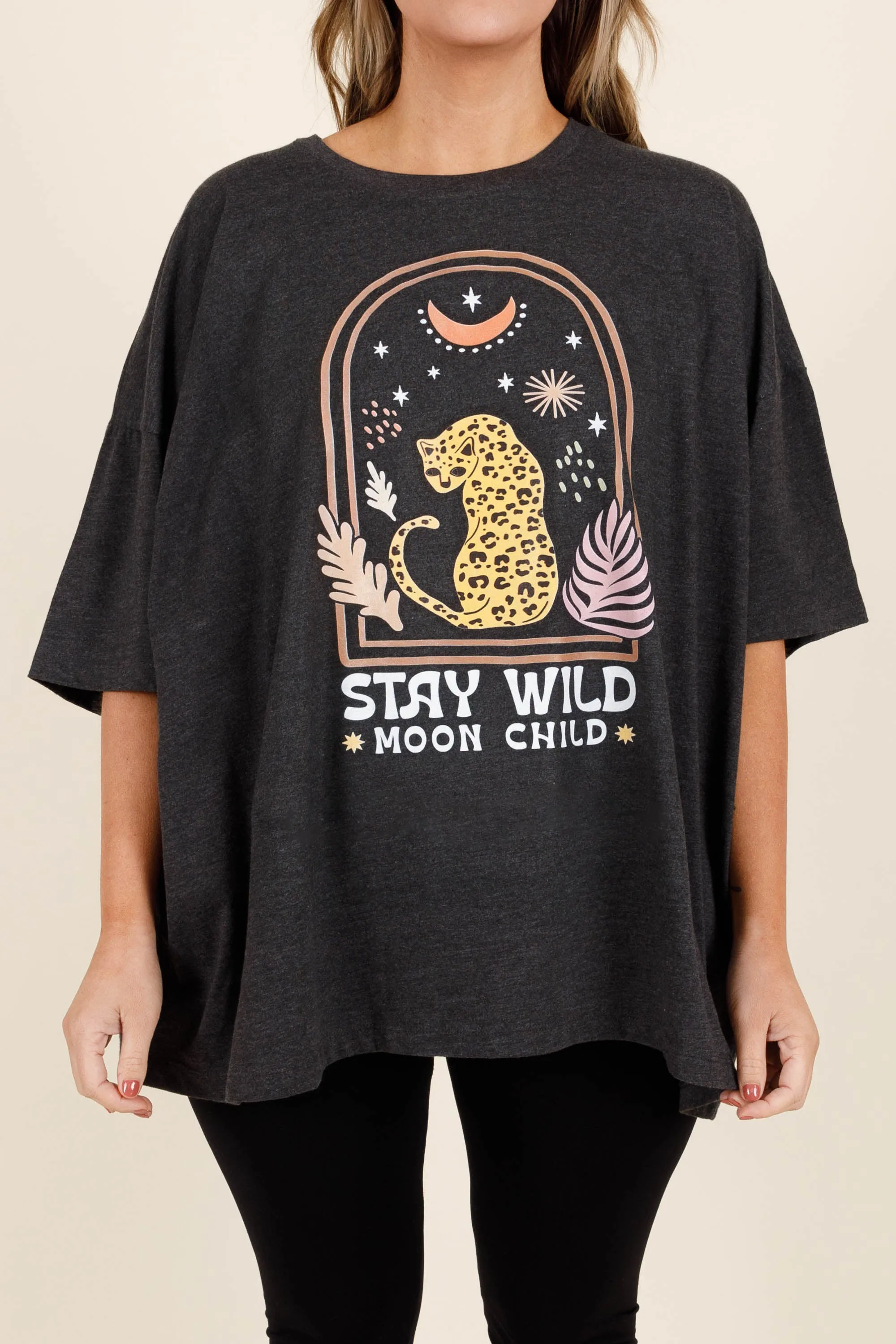 Moon Child Boyfriend Tee, Charcoal