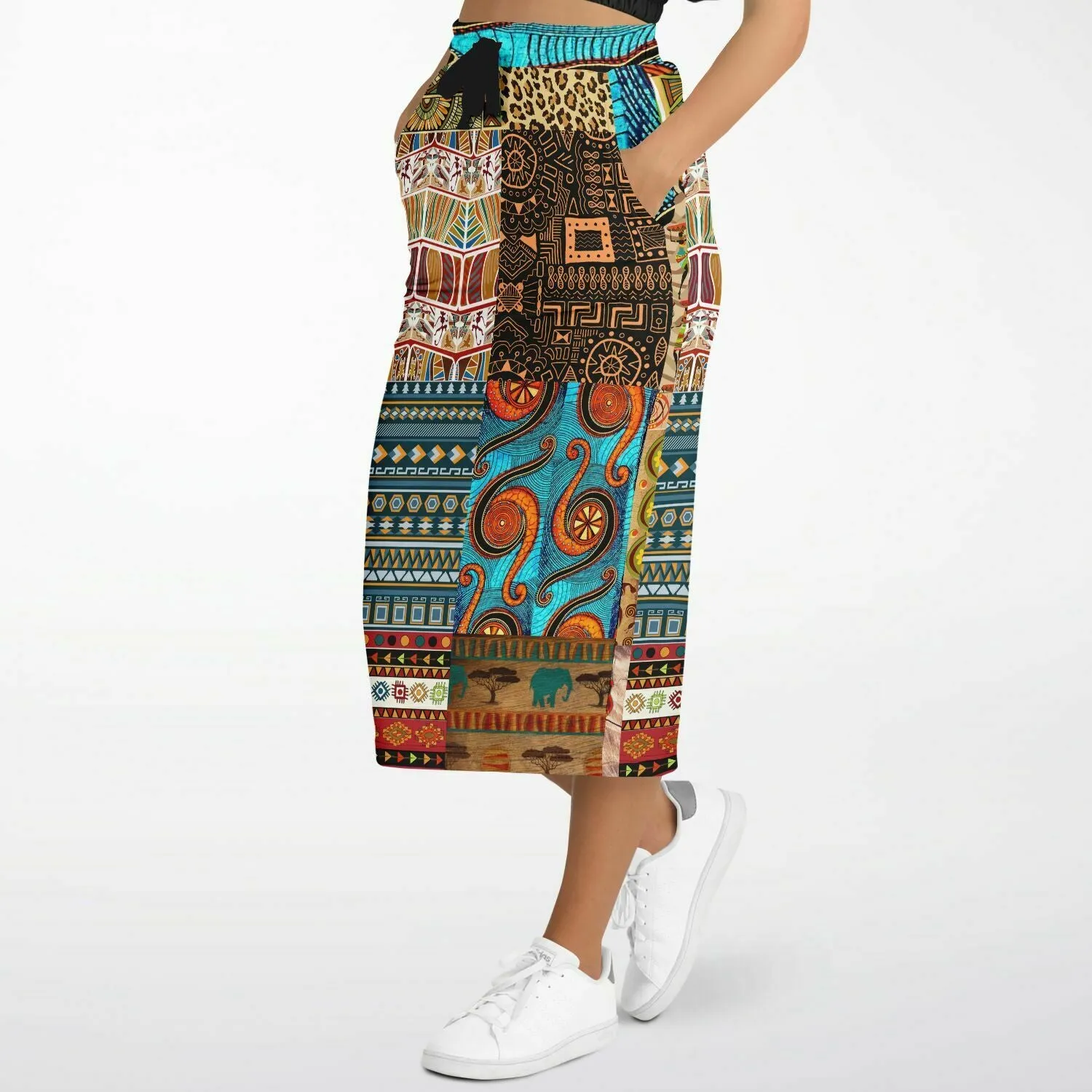 Mother Lode African Print Eco-Poly Long Pocket Skirt