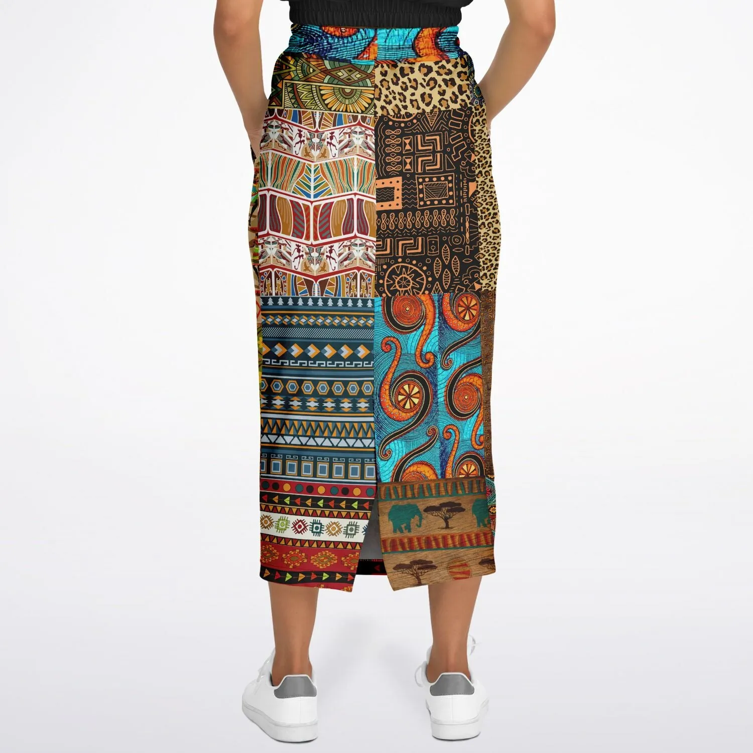 Mother Lode African Print Eco-Poly Long Pocket Skirt