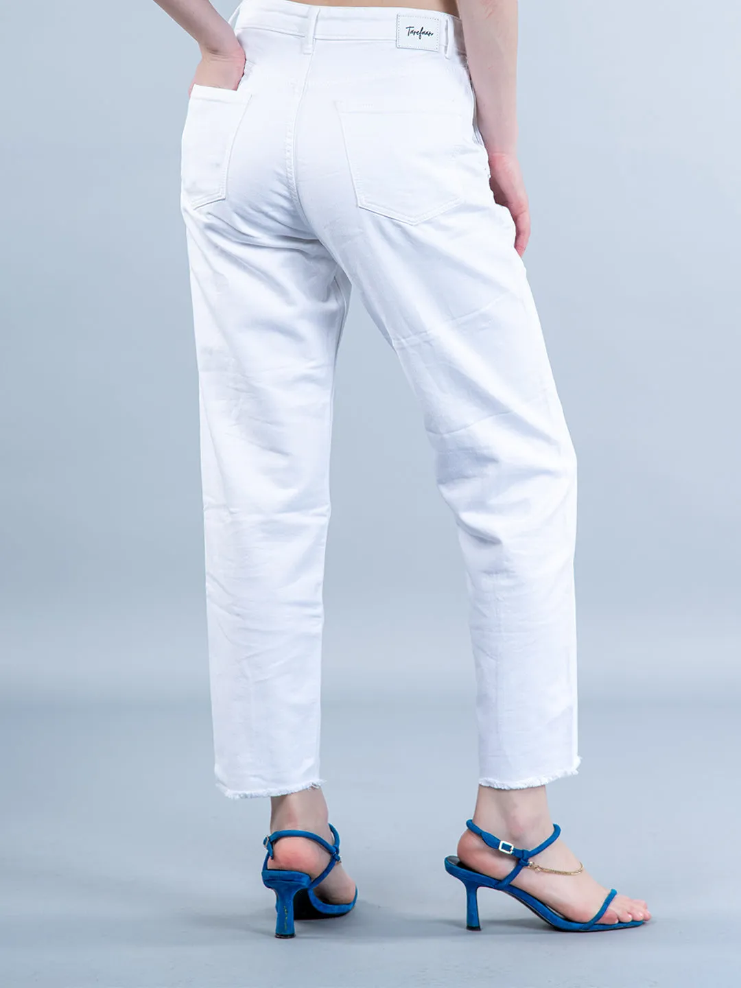 Murky White Baggy-fit Jeans For Women